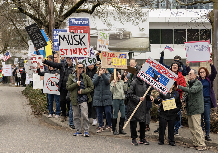 Portland Protesters Rally for “Tesla Takedown”